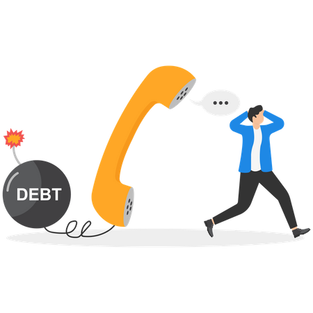 Notification de paiement de la dette par appel téléphonique  Illustration