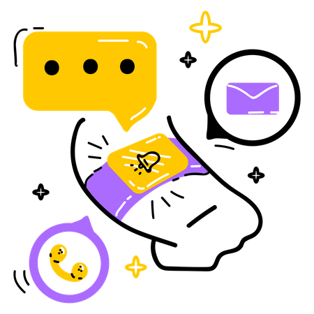 Notification of emails and calls on watch Illustration