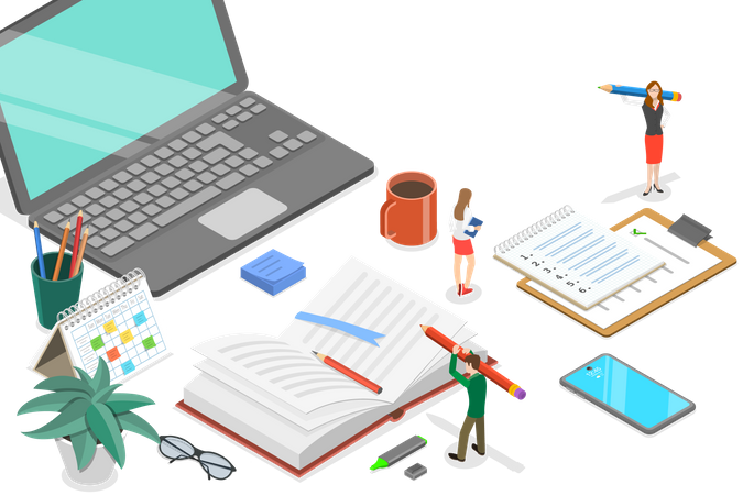 Notizbuch schreiben  Illustration