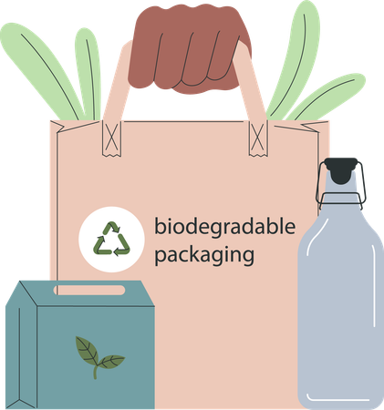 Nous devrions utiliser des sacs biodégradables pour l'emballage  Illustration