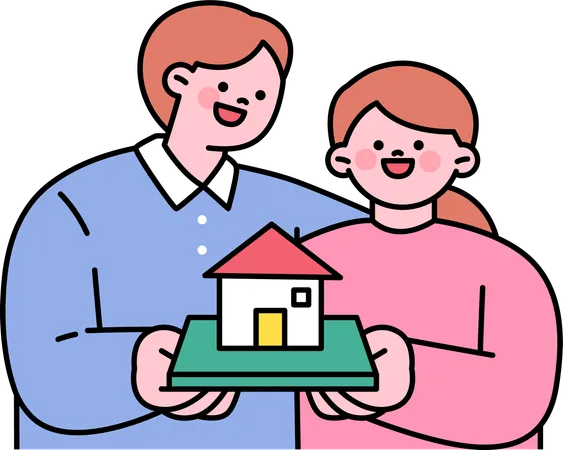 Un nouveau couple achète une maison  Illustration