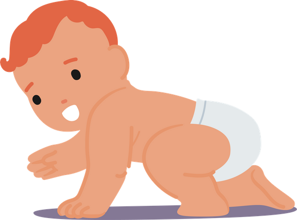 Bébé rousse nouveau-né rampant  Illustration