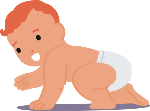 Bébé rousse nouveau-né rampant  Illustration