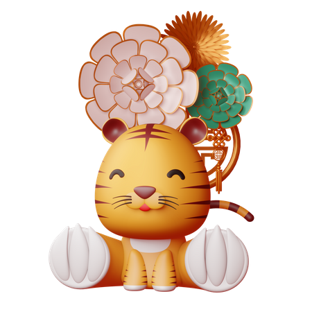 Nouvel an chinois avec tigre  Illustration