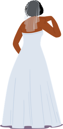 Novia negra con vestido elegante  Ilustración