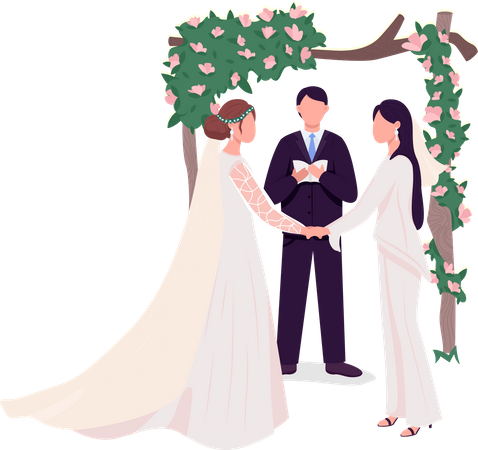 Novias en la boda  Ilustración