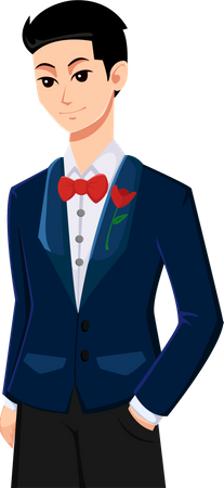 Novio en traje  Ilustración