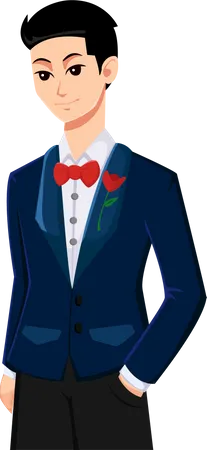 Novio en traje  Ilustración