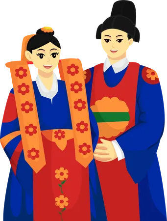 Novio y novia coreanos  Ilustración