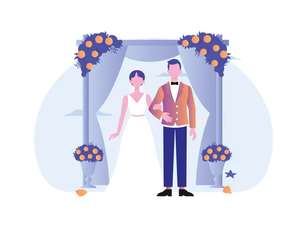 La novia y el novio se casan  Ilustración