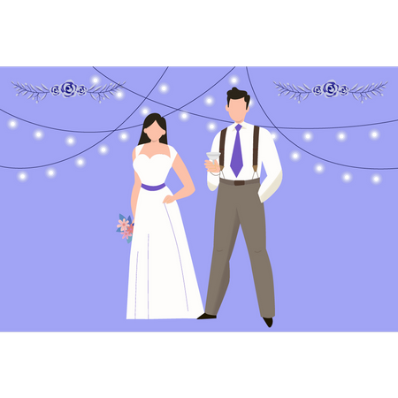 Pareja de novios de pie  Illustration