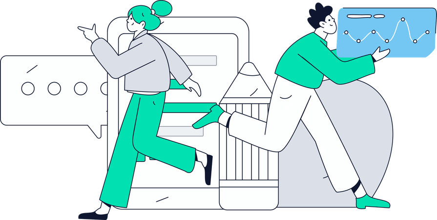 Novos funcionários assinando contrato de trabalho  Illustration
