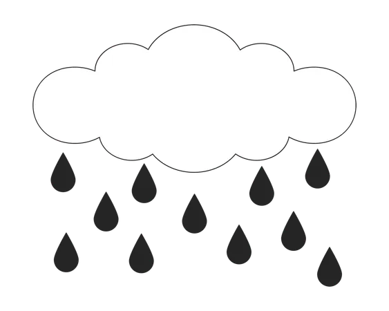 Nuage pluvieux, gouttes de pluie dégoulinantes  Illustration