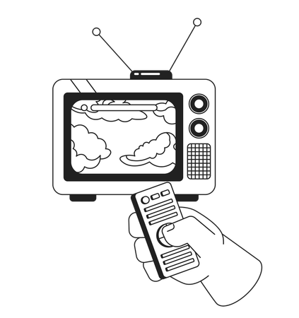 Nuages rêveurs sur une vieille télévision  Illustration