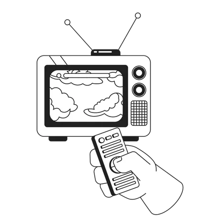 Nuages rêveurs sur une vieille télévision  Illustration