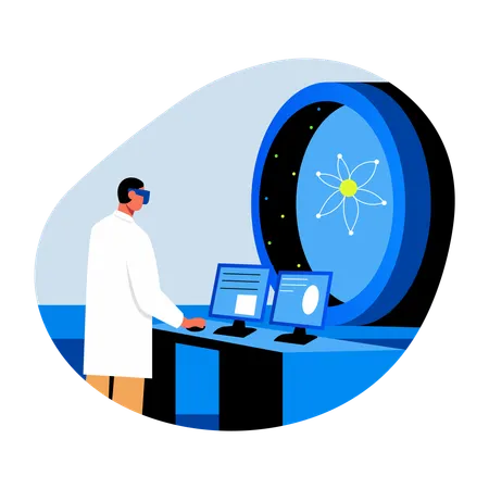 Nuclear engineer doing research  Illustration