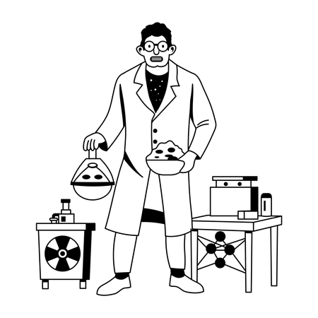 Nuclear Physicist holding chemical substances  Illustration