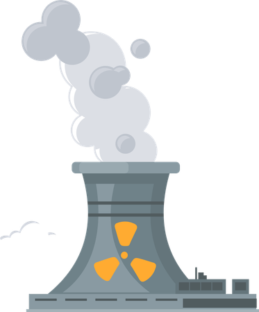 Nuclear power plant pollutes air  Illustration