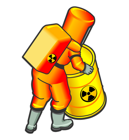 Nuclear Worker Moving radioactive barrel  Illustration
