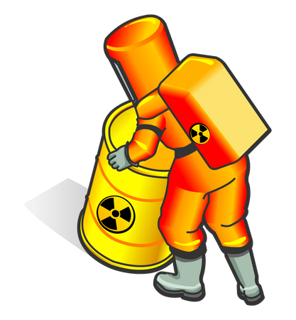 Nuclear Worker Moving radioactive barrel  Illustration