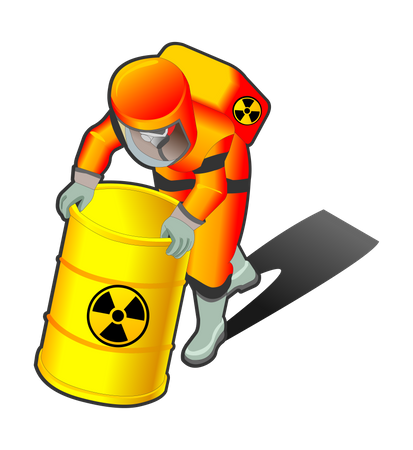 Nuclear Worker Moving radioactive barrel  Illustration