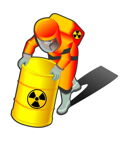 Nuclear Worker Moving radioactive barrel  Illustration