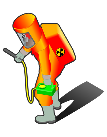 Nuclear Worker with nuclear equipment checking or analyzing Illustration