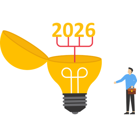 Nueva visión empresarial 2026 para descubrir una nueva solución  Ilustración