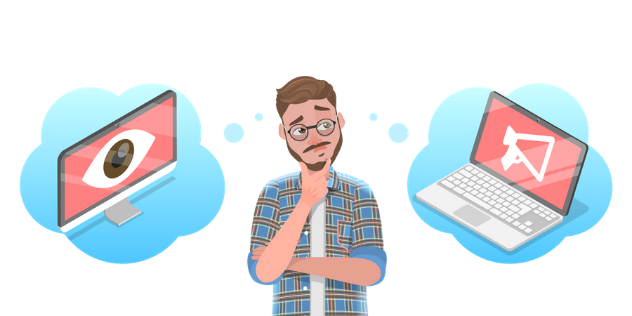 Número total de personas que ven contenido versus número de veces que se muestra el contenido  Ilustración