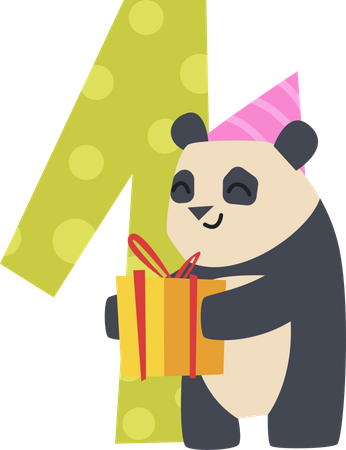 Números de aniversário com panda  Ilustração