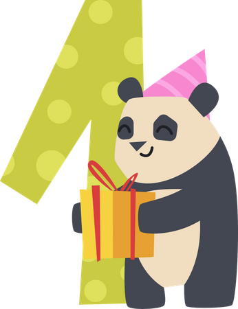 Numeros de cumpleaños con panda  Ilustración