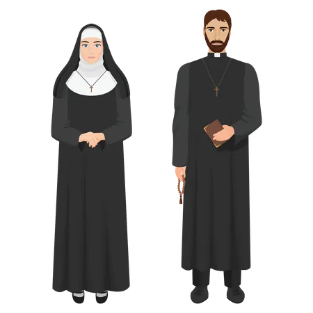 Nun and priest  Illustration