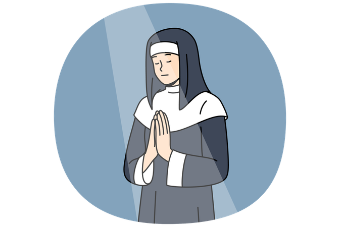 Nun praying to god  Illustration