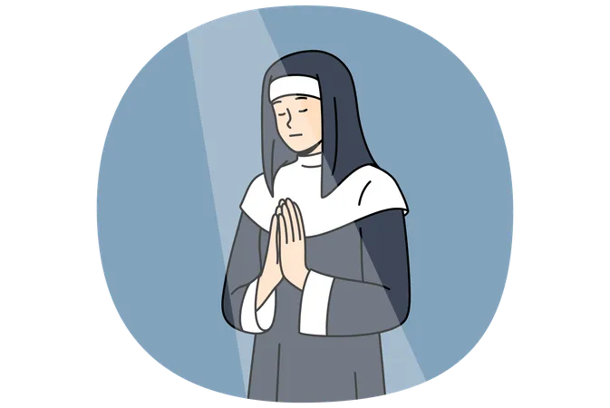 Nun praying to god  Illustration