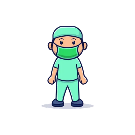 Health Officer Team Vector Cute Cartoon Character Set Illustration