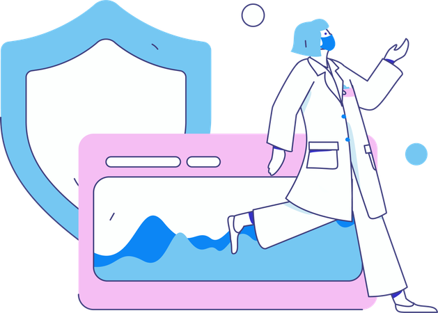 Nurse analyzes medical report of patient  Illustration