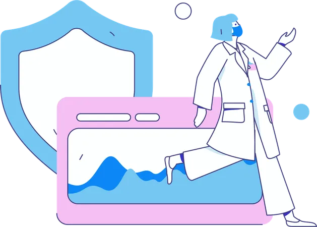 Nurse analyzes medical report of patient  Illustration