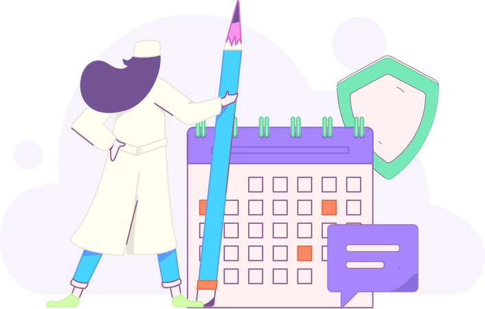 Nurse appoints new patient according to calendar  Illustration