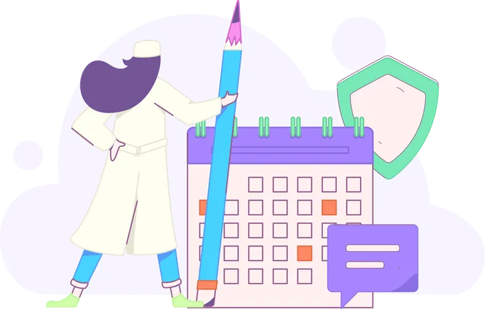 Nurse appoints new patient according to calendar  Illustration