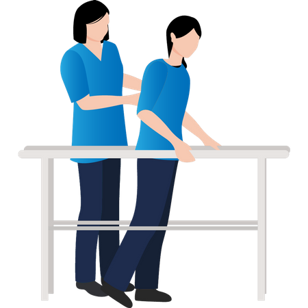 Nurse assisting patient to walk  Illustration