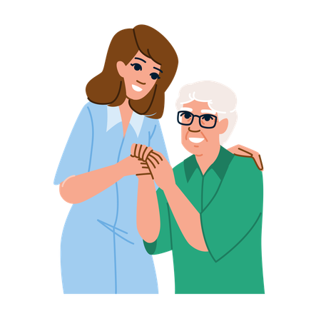 Nurse caring senior man  Illustration