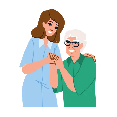 Nurse caring senior man  Illustration