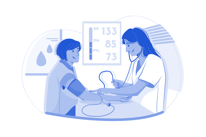 Nurse Checking Blood Pressure  Illustration