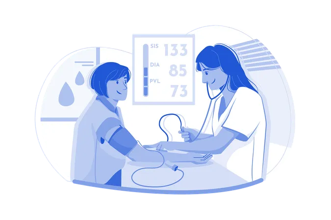 Nurse Checking Blood Pressure Illustration