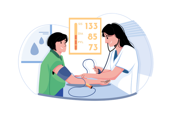 Nurse checking blood pressure  Illustration