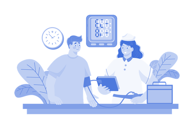 Nurse Checking Blood Pressure  Illustration