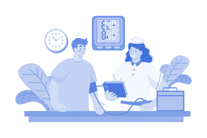 Nurse Checking Blood Pressure  Illustration