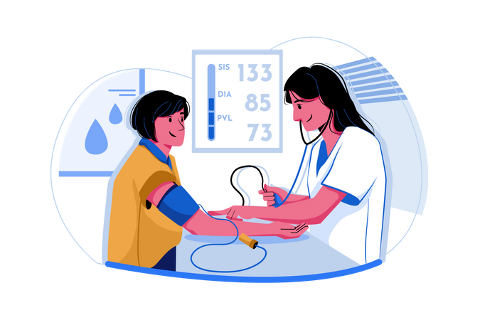 Nurse checking blood pressure  Illustration