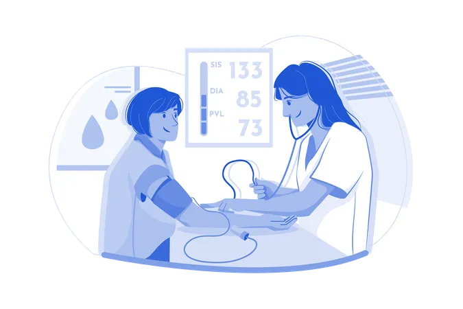 Nurse Checking Blood Pressure  Illustration