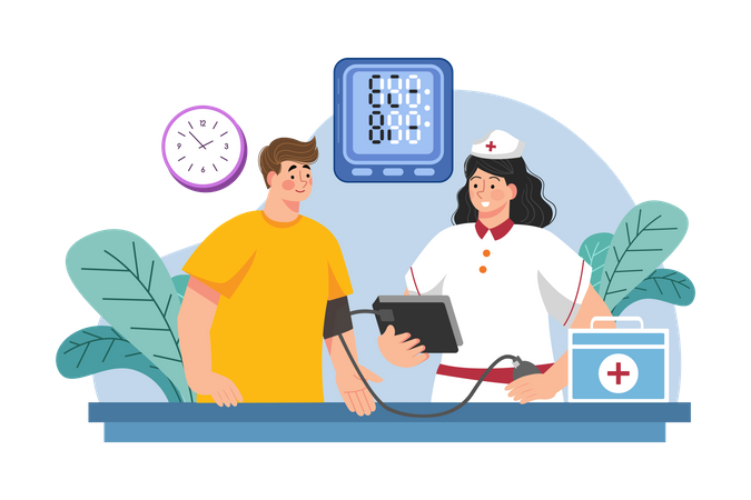 Nurse checking blood pressure  Illustration